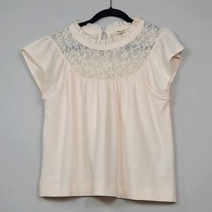 Madewell lace inset jacquard top Blouse